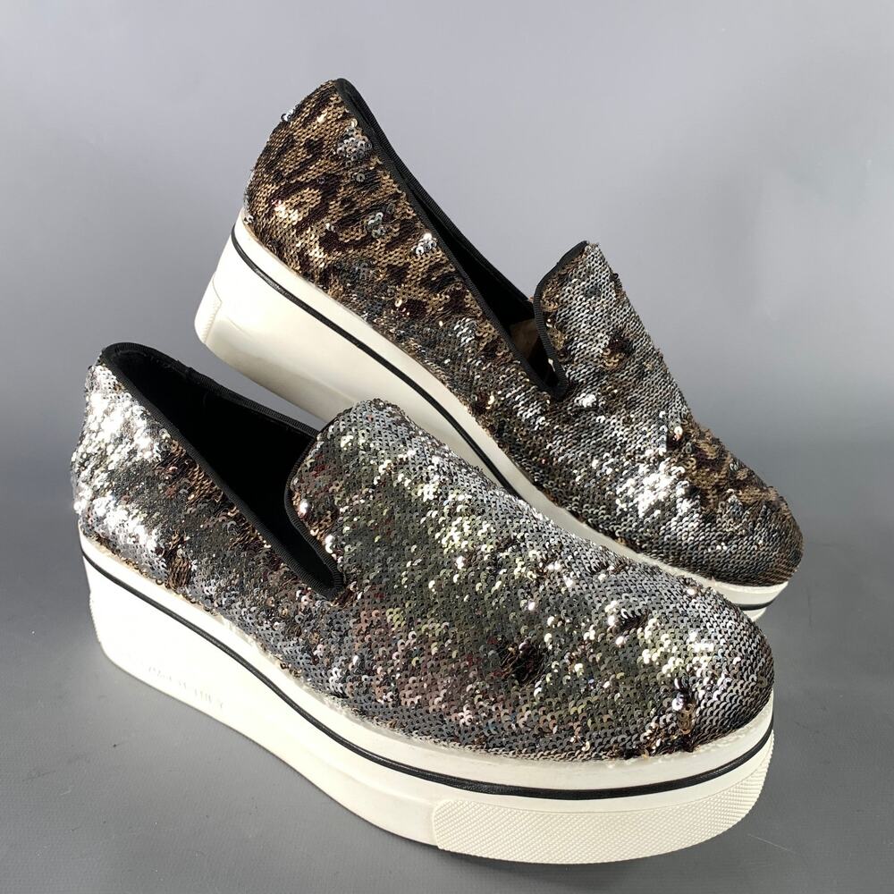 STELLA McCARTNEY Size 9 Silver Gold Sequined Slip On Sneakers